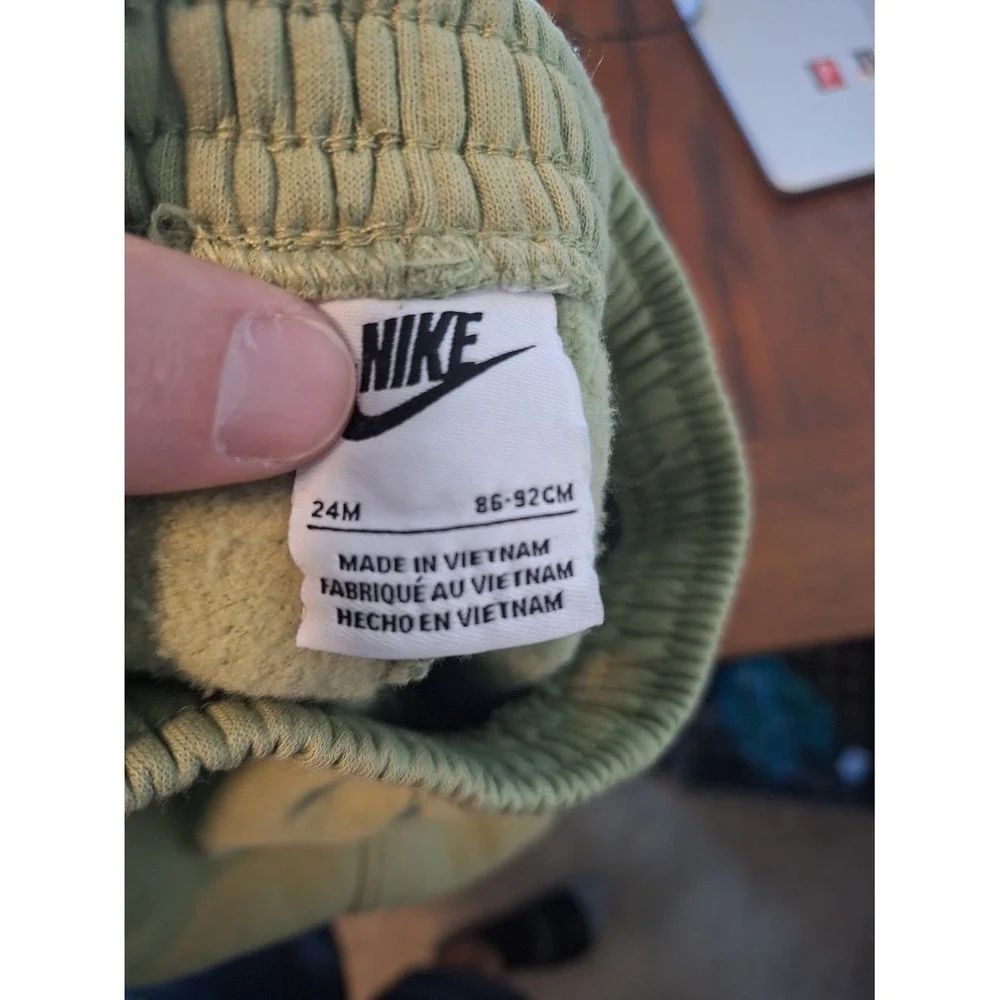Nike Toddler Boys Olive Green Fleece Joggers Sweatpants Logo 24M 86-92cm